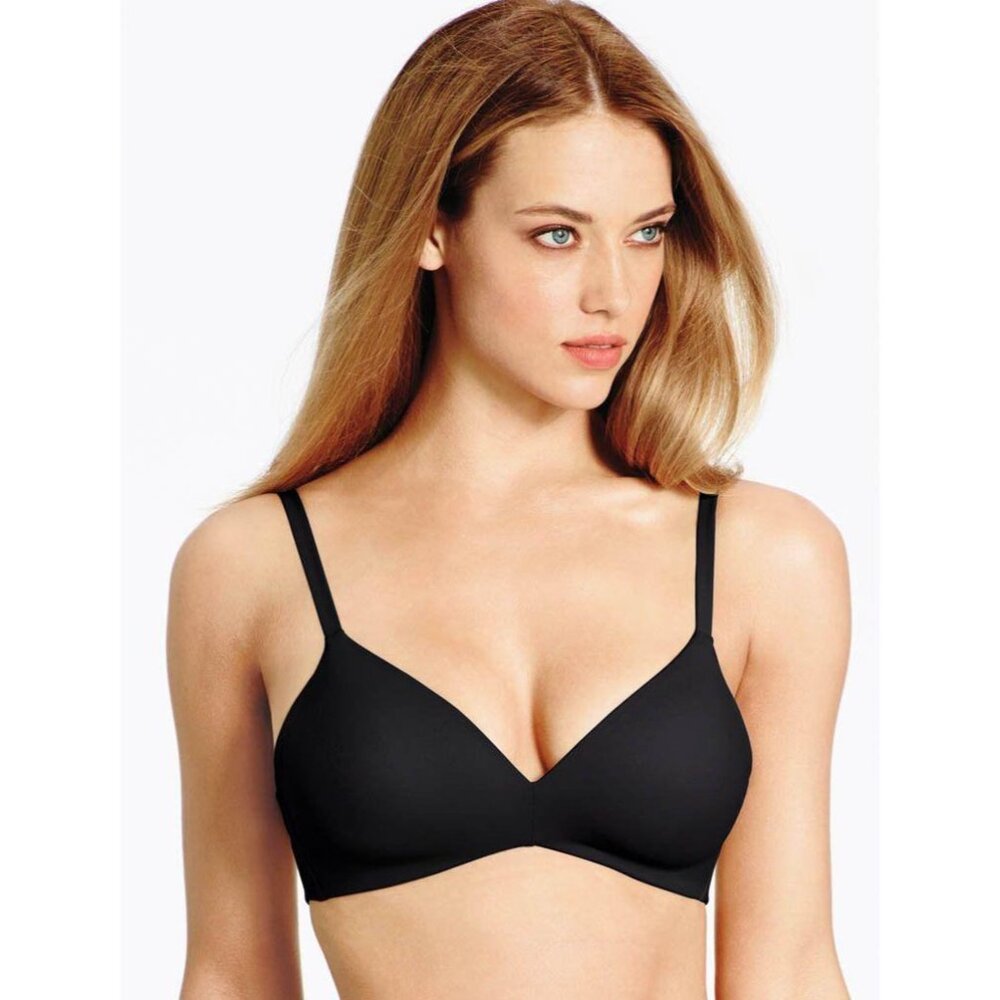🆕 WACOAL How Perfect Seamless Soft Cup Wireless Bra 34DDD Black #852189 - Picture 2 of 8